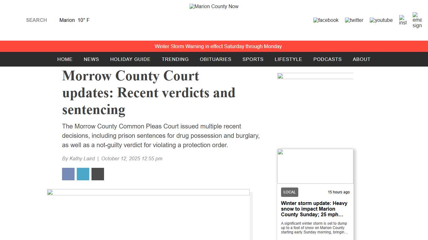 Morrow County Court updates: Recent verdicts and sentencing - Marion County Now